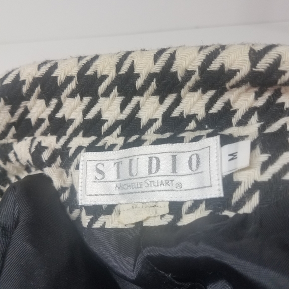 Vintage Michelle Stuart Houndstooth Wool Blazer Suit Jacket - Picture 6 of 15